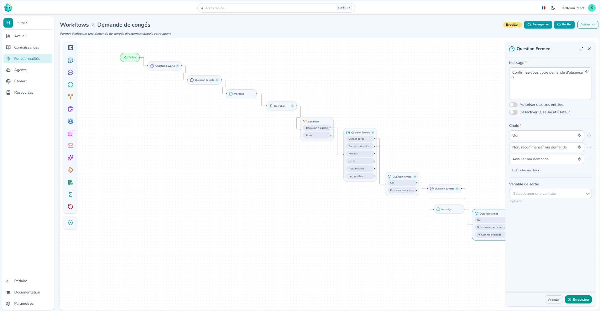 Flux de conversation No-code