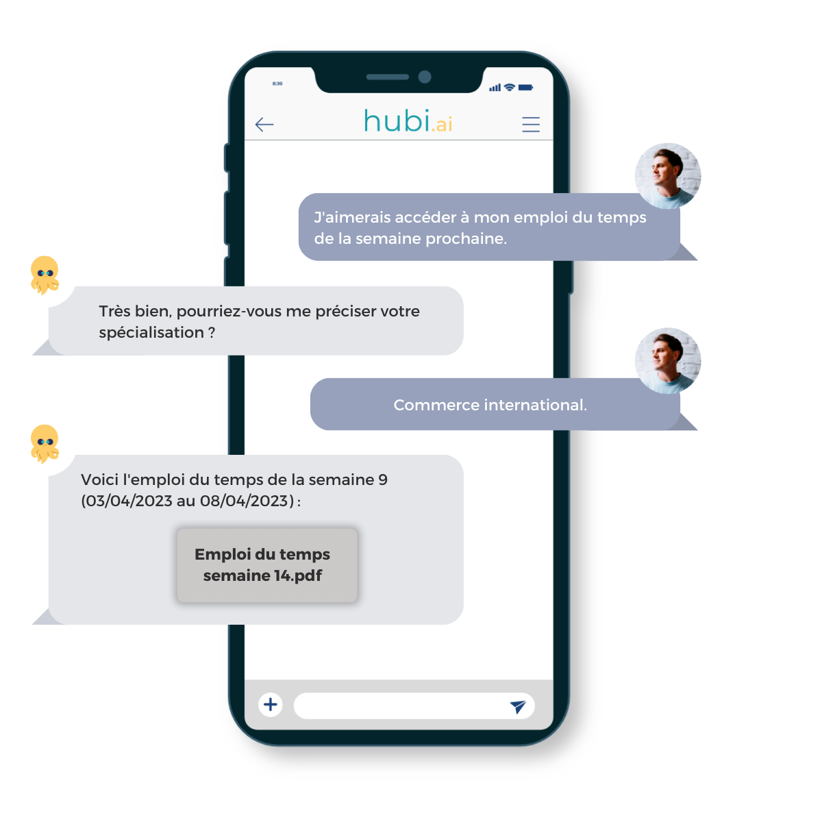 Hubi.ai, emploi du temps semaine 14 Hubi.ai, emploi du temps semaine 14